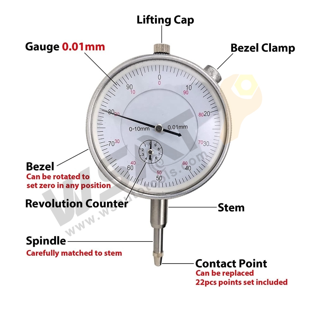 1" Dial Indicator and Magnetic Base Stand Tool Mic Indicator Gauge Set