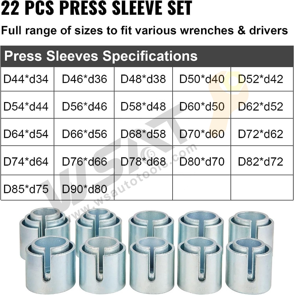 27 PCS Automotive Universal Press and Pull Sleeve Remove Install Tool Bushes Bearings Kit