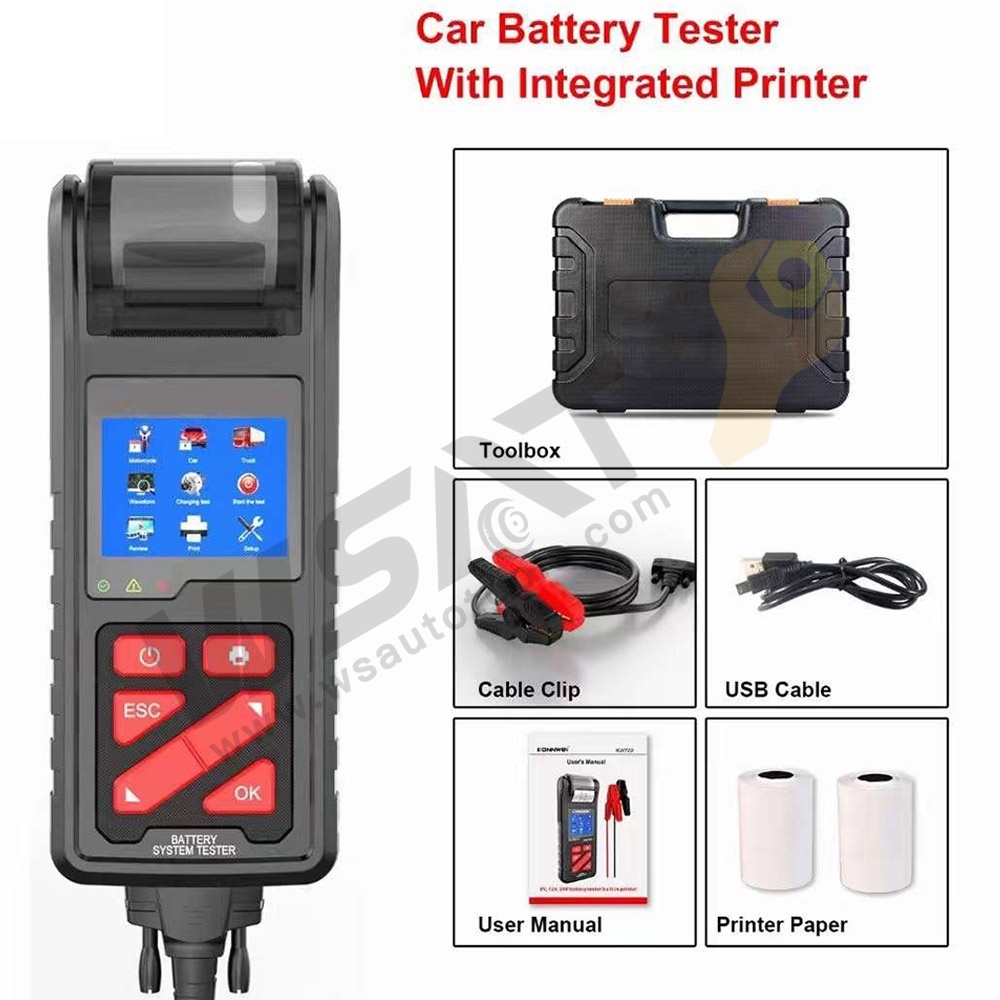 6V/​12V/24V Automotive Battery Tester with Built-in Printer