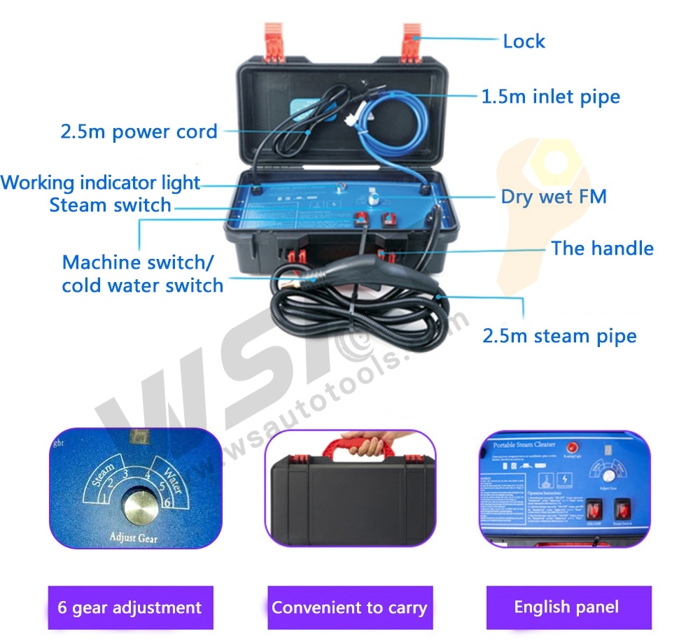 3000W Car Cleaning Machine Air Conditioner High Temperature Portable Pressure Steam Cleaner
