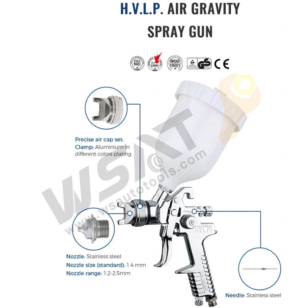 1.4mm 600ML Gravity H.V.L.P Pneumatic Air Spray Painting Gun for Finishing Middle Coat