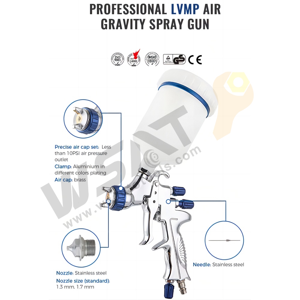 1.3/1.7mm 600ML L.V.M.P Automotive Car Painting Gravity Air Spray Gun