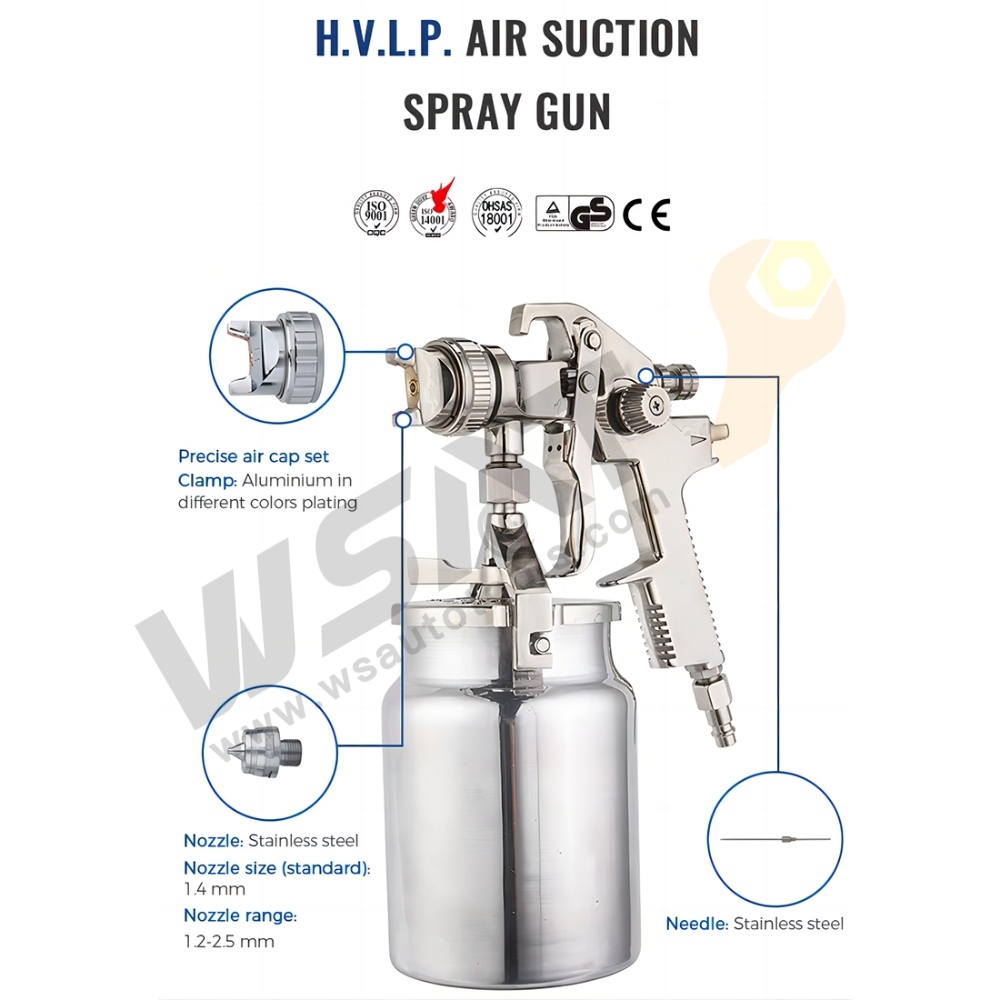 1.4mm 1000ML H.V.L.P Nozzle Suction Type Car Paint Gun Pneumatic Air Spray Gun