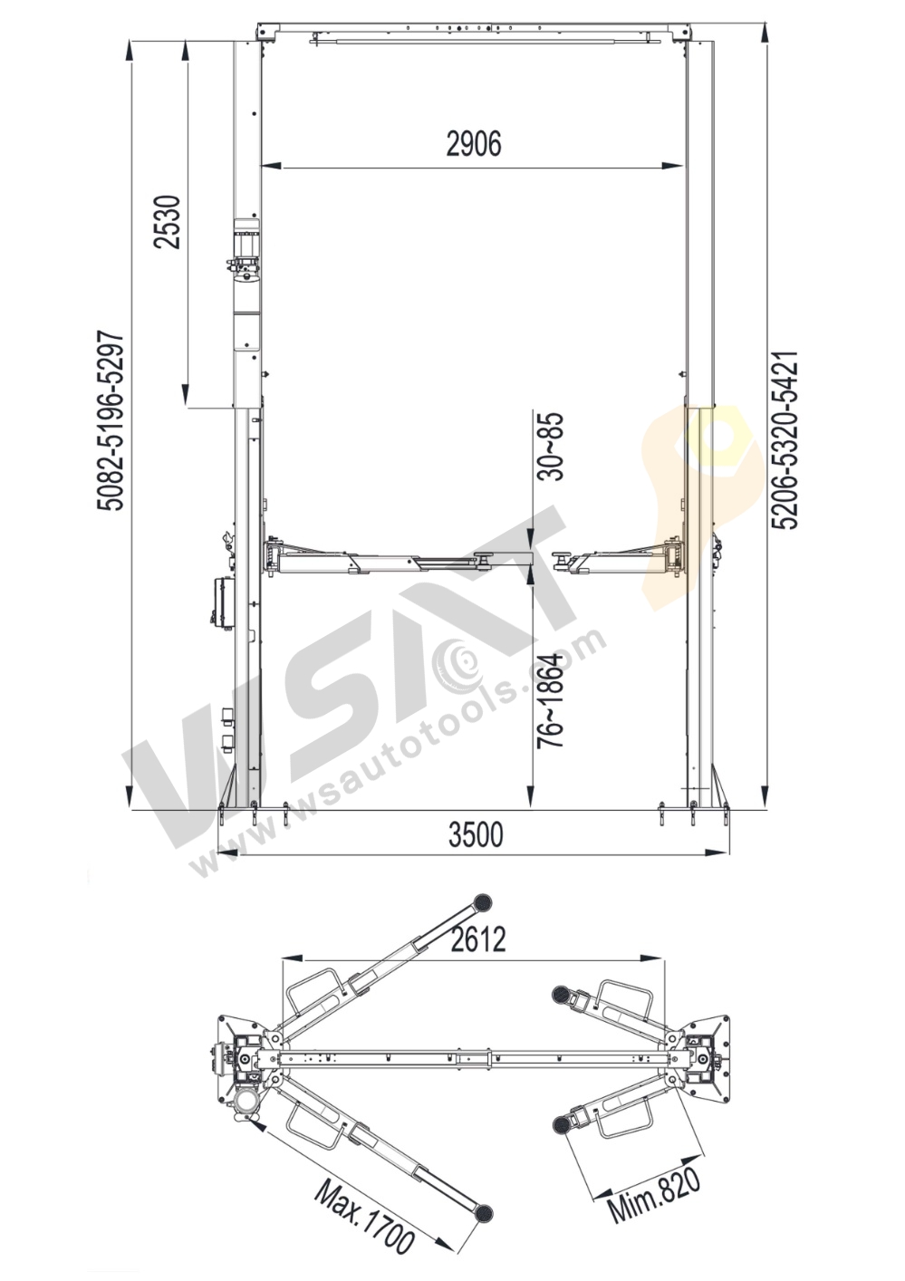 5.5 Ton Ultrahigh Clear Floor Lift