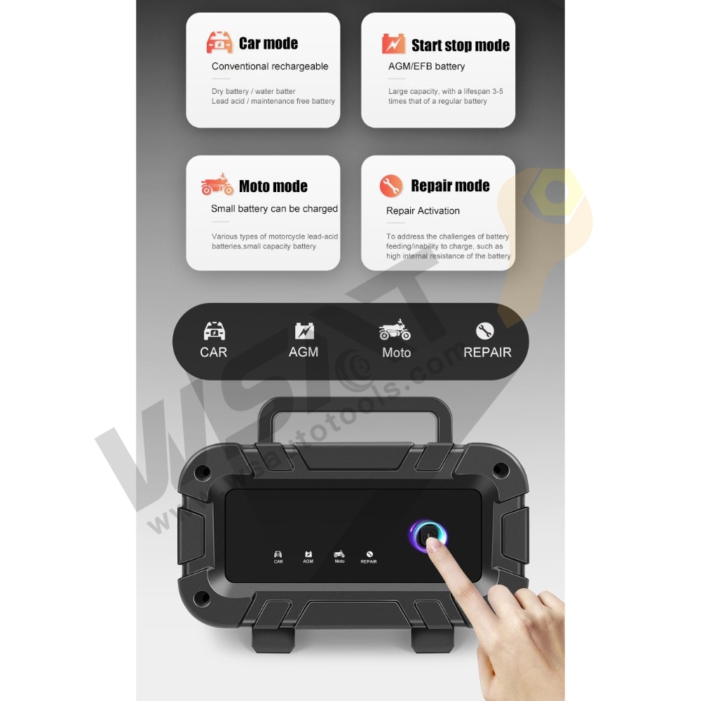 12V/24V Automatic Battery Charger with Large Screen