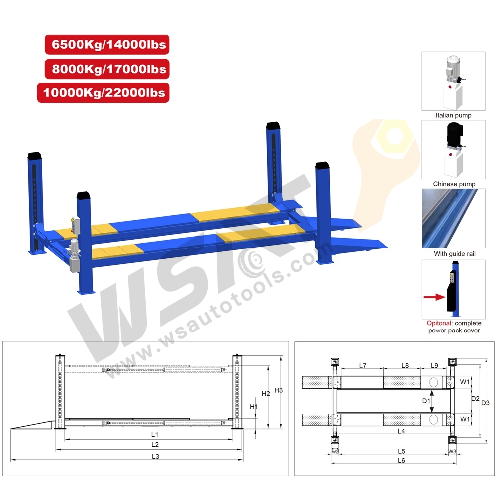 6.5/8/10 Ton Four Post Alignment Lift