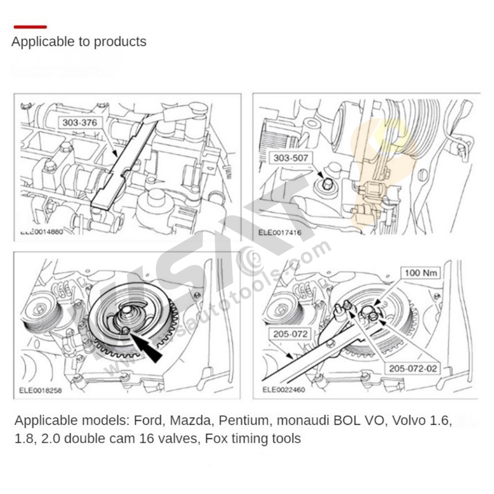 5pcs Petrol Engine Timing Tool Set for Ford,Mazda,Volvo1.25 to 2.3