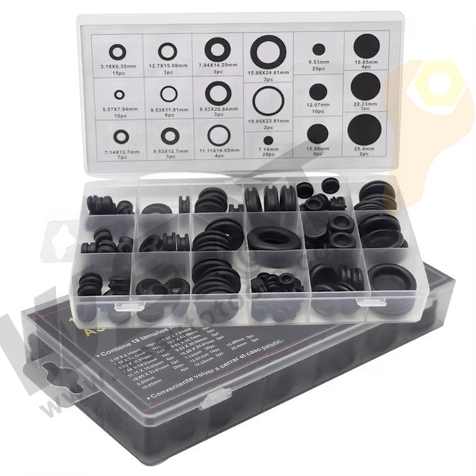 125PC 18 sizes Assortment Durable Rubber Grommets for Cable/ Wire Protection