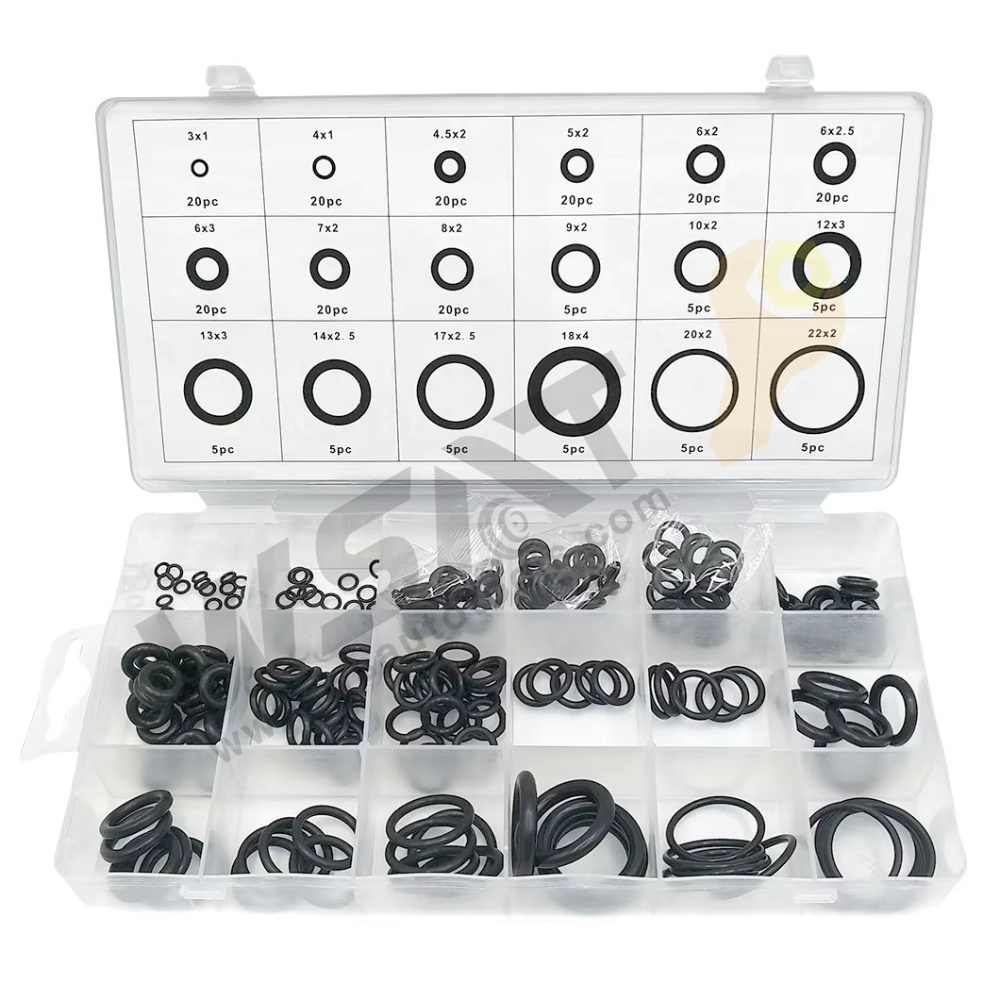 225PC Black NBR Insulation Gasket Washer Seals Black Rubber O Ring Set