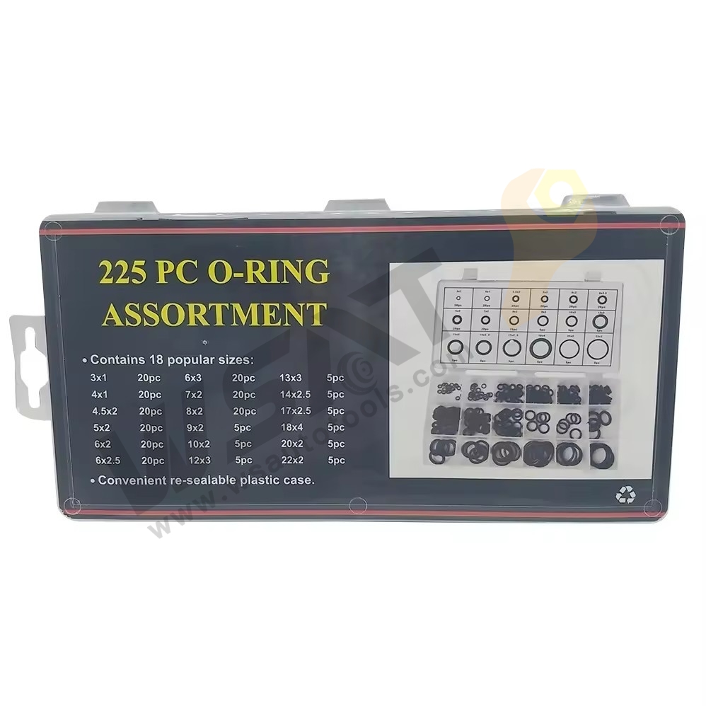 225PC Black NBR Insulation Gasket Washer Seals Black Rubber O Ring Set