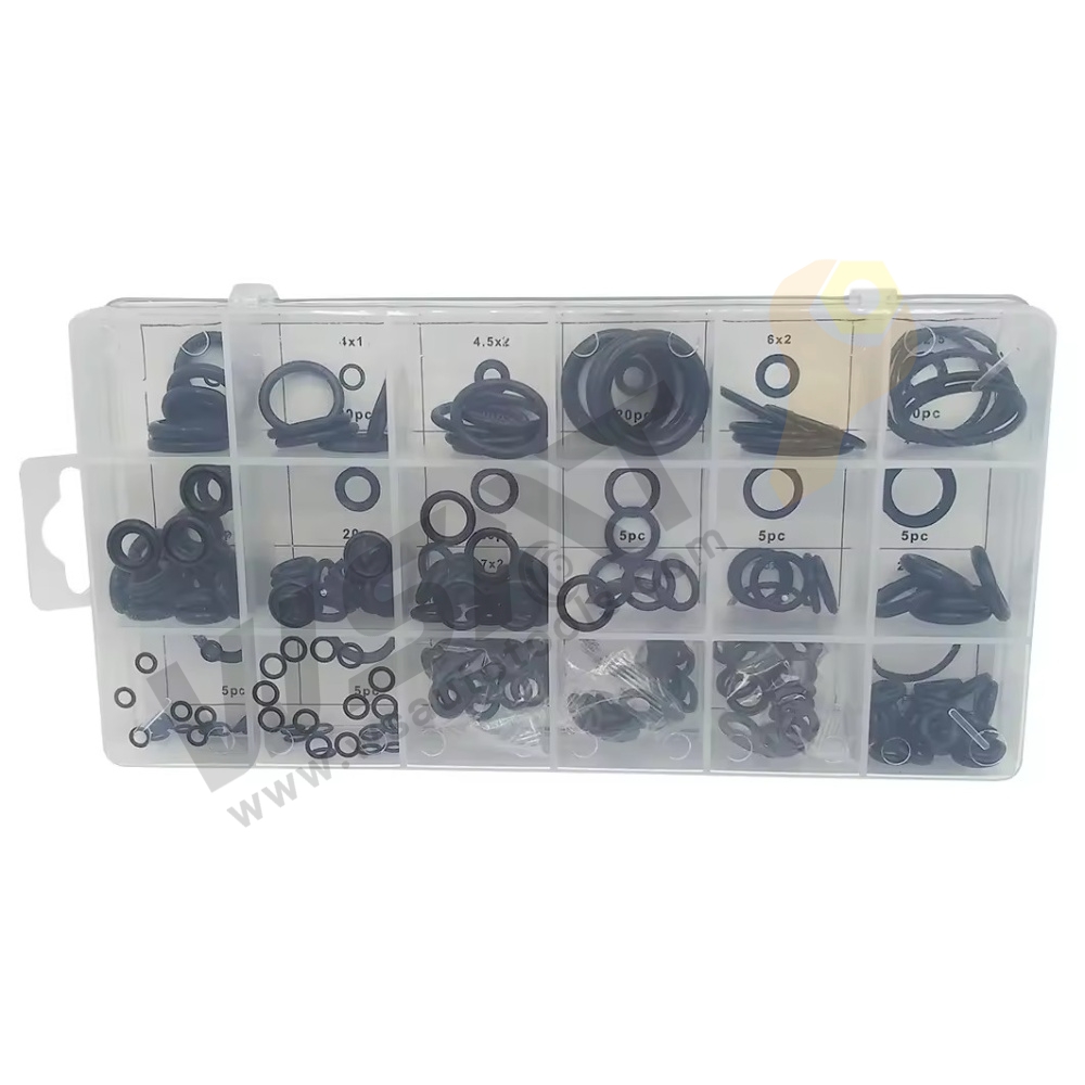 225PC Black NBR Insulation Gasket Washer Seals Black Rubber O Ring Set