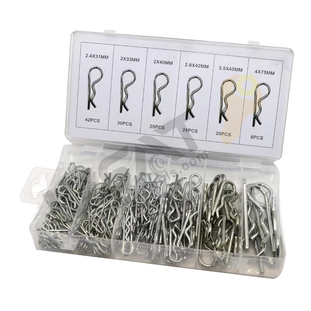 150PC R Cotter Pin Assortment Hitch Pin Clips Fastener Set 6 Different Sizes