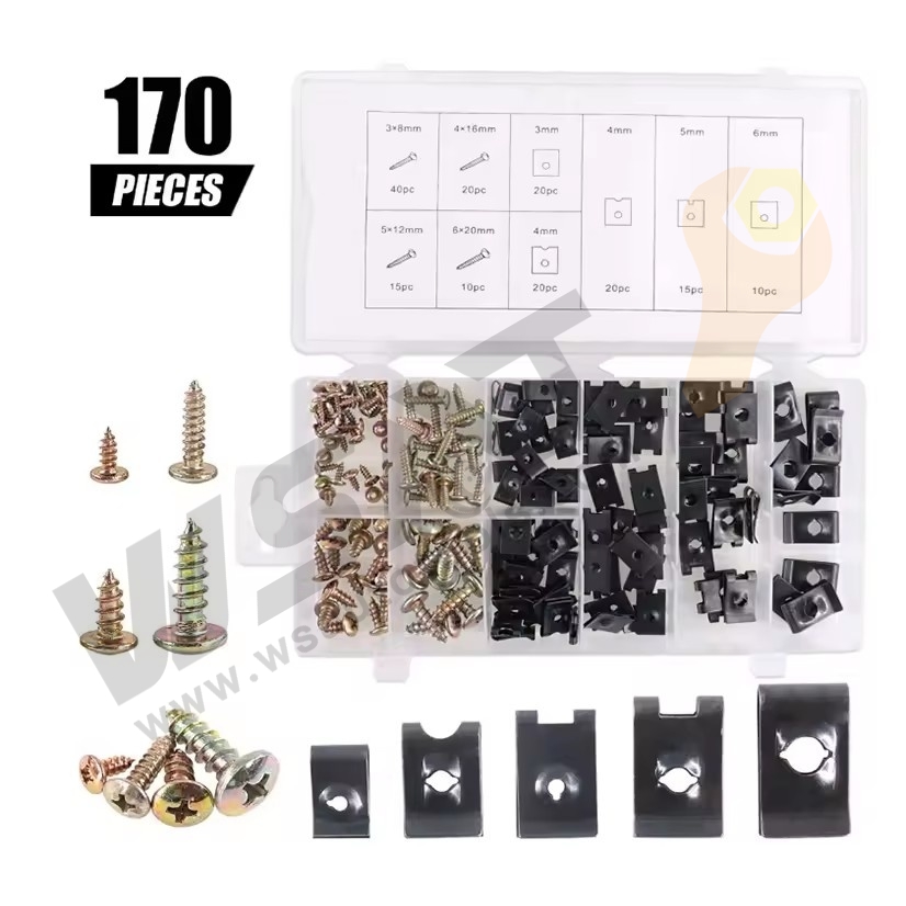 170PC U-Clips & Screw Assortment Kit