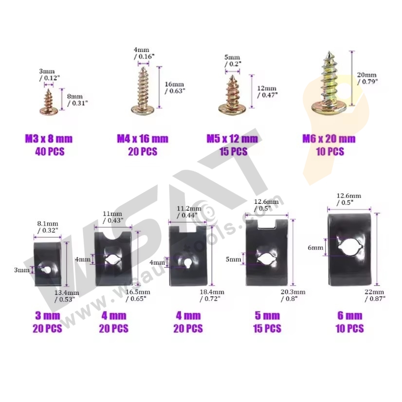 170PC U-Clips & Screw Assortment Kit