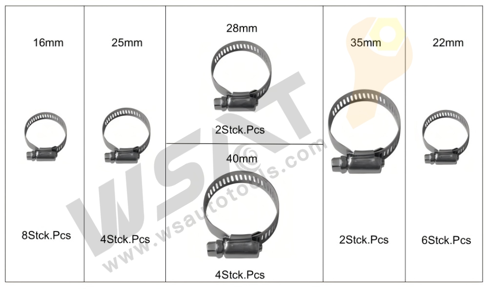 26PC 6 Sizes Assortment Metric American Type Hose Clamp