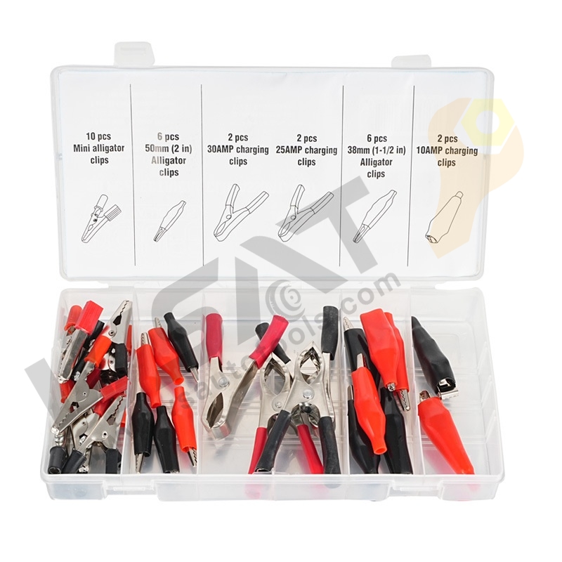 28PC Electrical Alligator Assortment Clips Insulated Crocodile Plastic Badge Reel Alligator Hair Clips Battery Cable