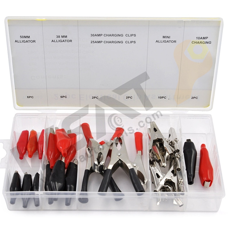 28PC Electrical Alligator Assortment Clips Insulated Crocodile Plastic Badge Reel Alligator Hair Clips Battery Cable