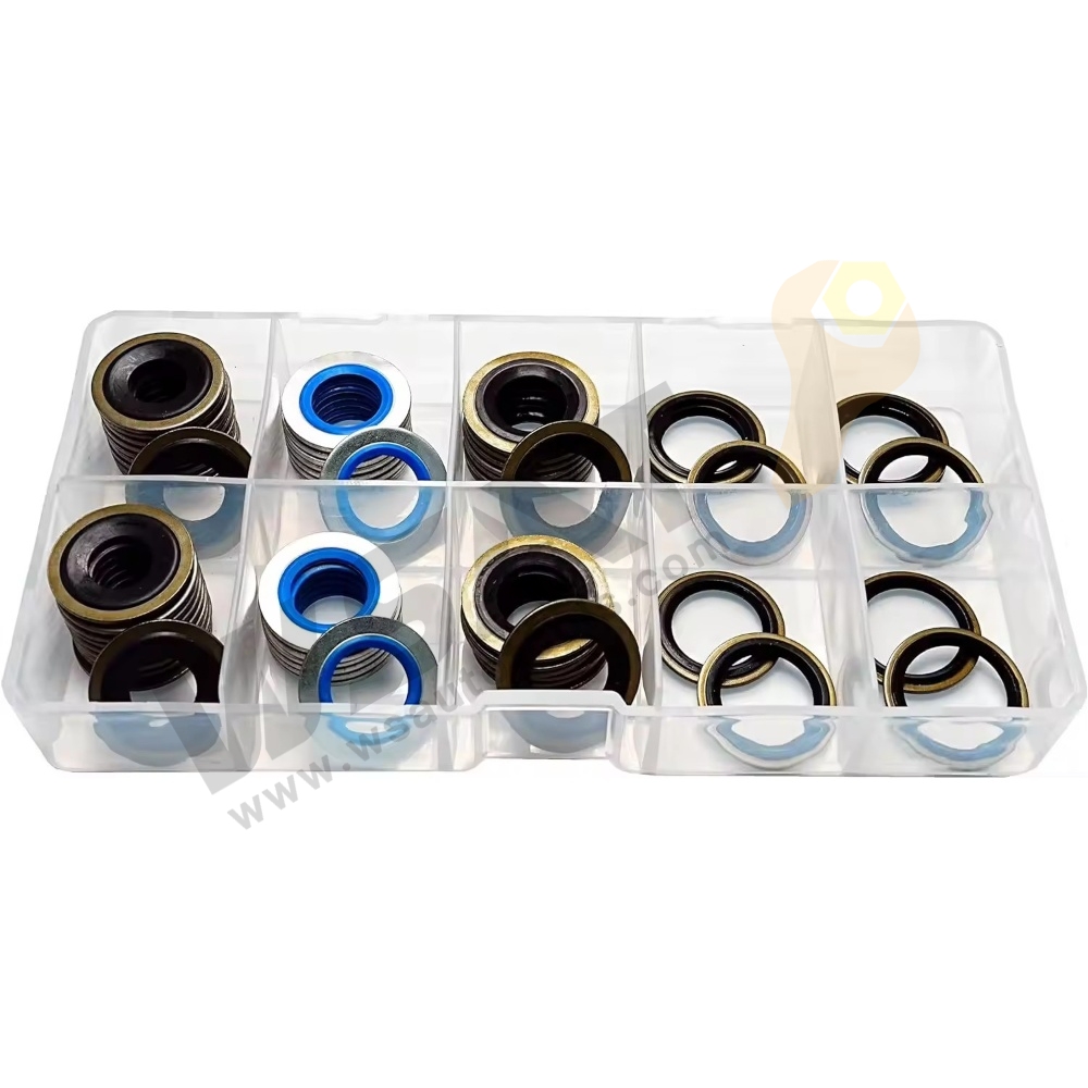 60PC Metal/Rubber Oil Drain Plug Gasket Assortment Kits