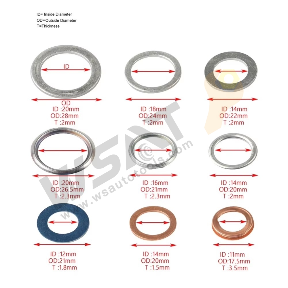 140PC Oil Drain Plug Crush Washer Gasket Seal Set