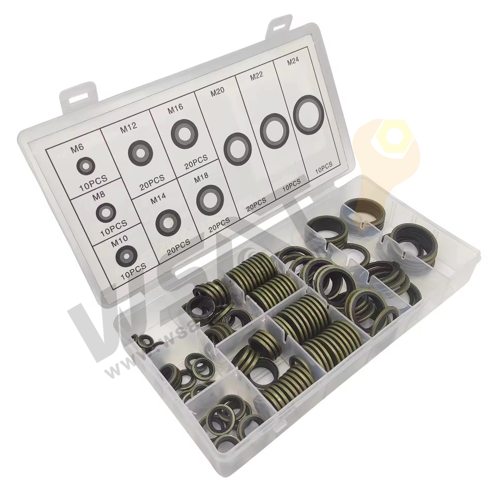 150PC 10 Sizes Assortment Hydraulic Hose Bonded Seal Dowty Washer