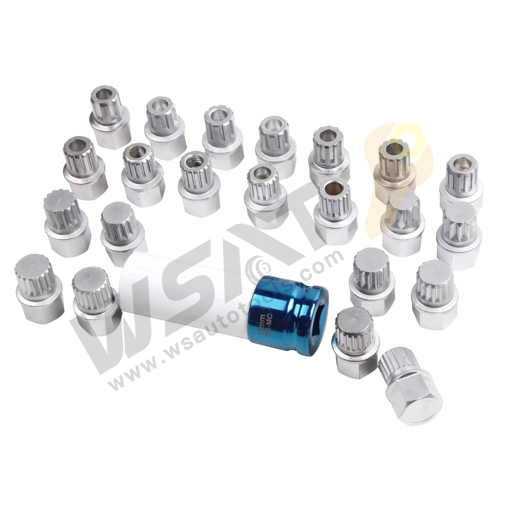 23PCS Wheel Lock Lug Nut Remover Kit Automotive Wheel Anti-Theft Screw Removal Key Socket Set with Adapter Compatible with VW