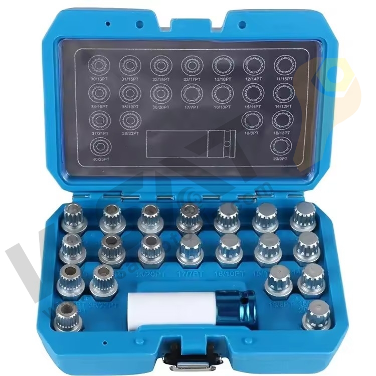 21PCS Wheel Anti-Theft Lock Lug Nuts Screw Remover Socket Tool Set