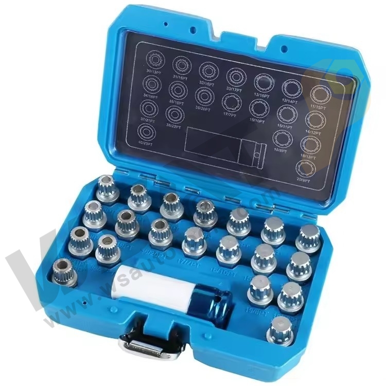 21PCS Wheel Anti-Theft Lock Lug Nuts Screw Remover Socket Tool Set
