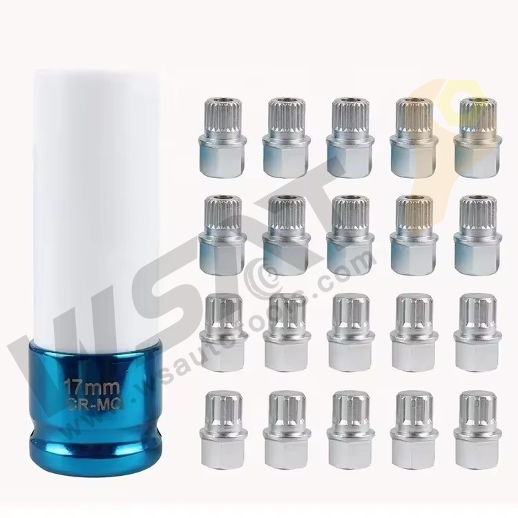 21PCS Wheel Anti-Theft Lock Lug Nuts Screw Remover Socket Tool Set