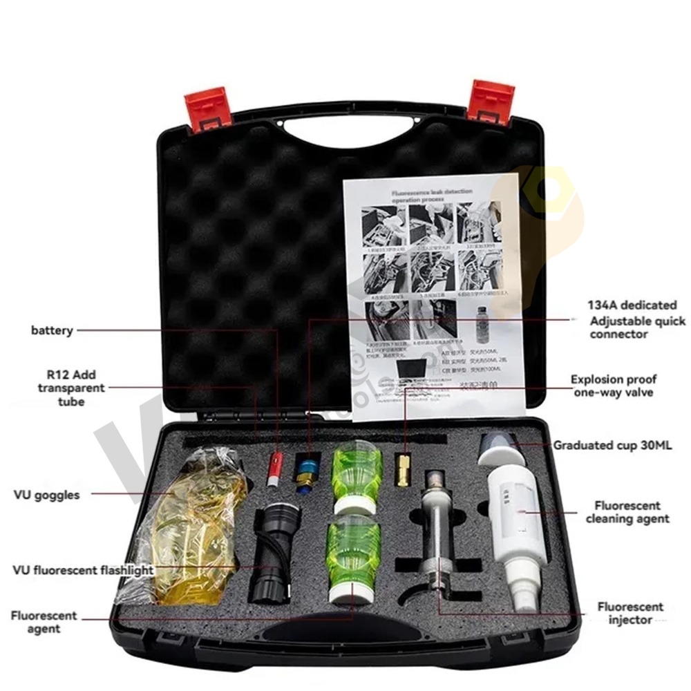 Refrigerant Fluorescent Leak Detection Tool Set UV flashlight