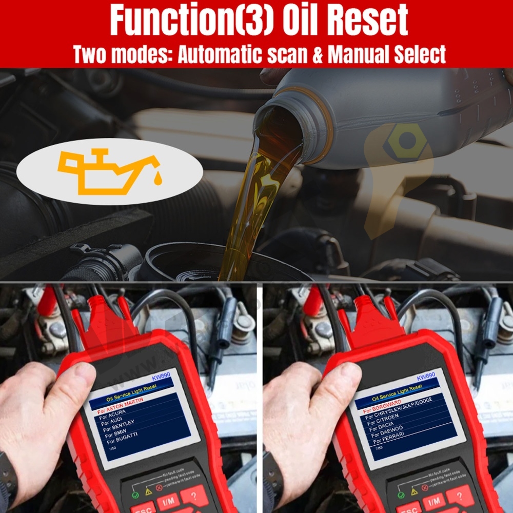 3 in 1 Battery Tester & Oil Service Light Reset & OBD2 Scanner Diagnostic Tool