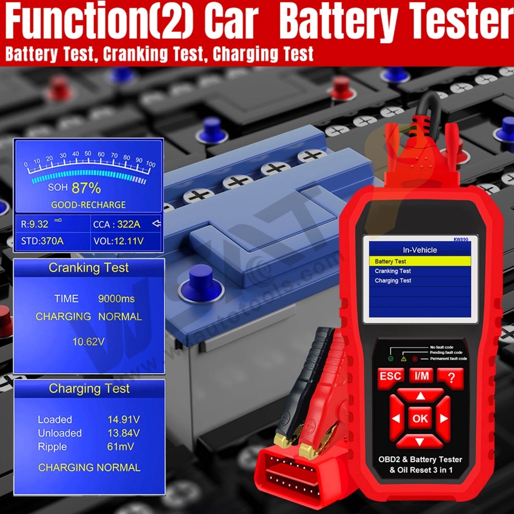 3 in 1 Battery Tester & Oil Service Light Reset & OBD2 Scanner Diagnostic Tool