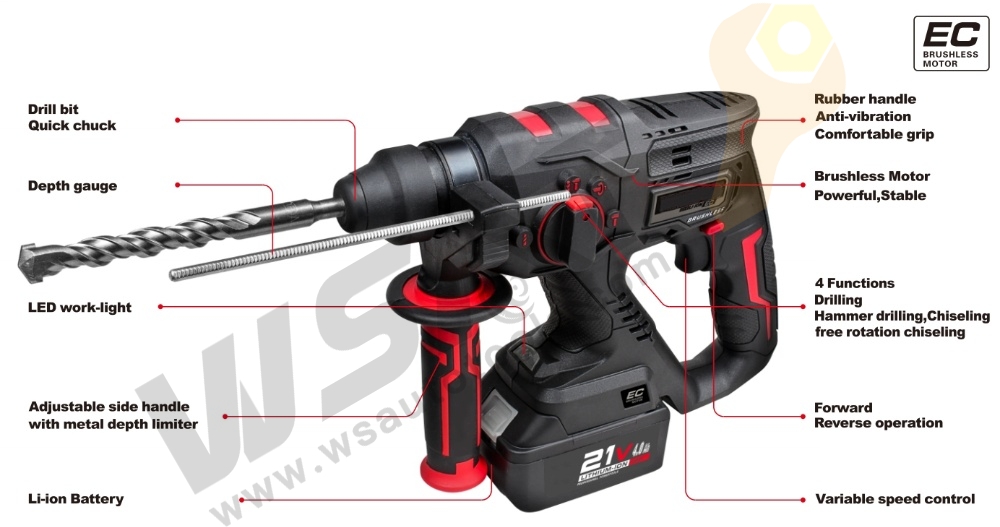 Rotary Hammer With 21V Li-ion Battery