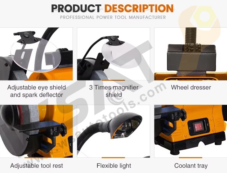 Bench Grinder With 3 Times Magnifier Shield